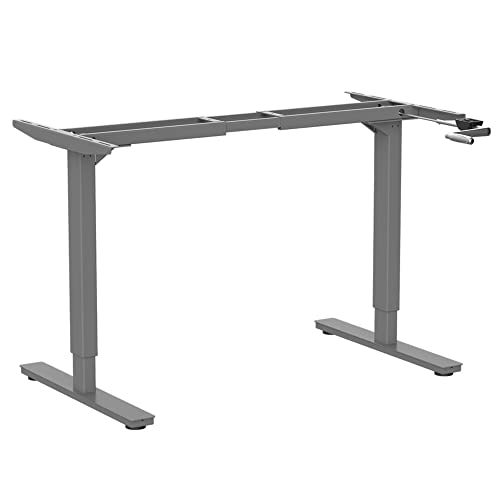 Desktopia Budget Höhenverstellbarer Schreibtisch | Per Kurbel verstellbares Tischgestell | Breite verstellbar für alle gängigen Tischplatten (Grau, Ohne Tischplatte) Cover