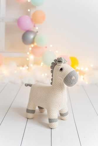Peluche algodón yegua blanco y gris