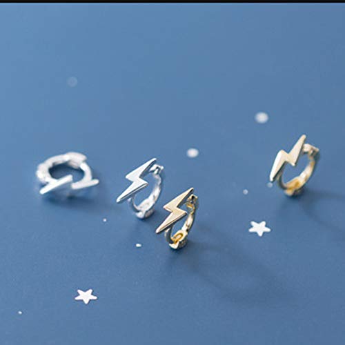 Minimalist Lightning Bolt Mini Small Hoop Earrings for Women Teen Cartilage S925 Sterling Silver Fashion Punk Sleeper Tiny Huggie Cuff Tragus Hinged Hoops 5mm Hypoallergenic Gifts for Birthday Bff Sister3