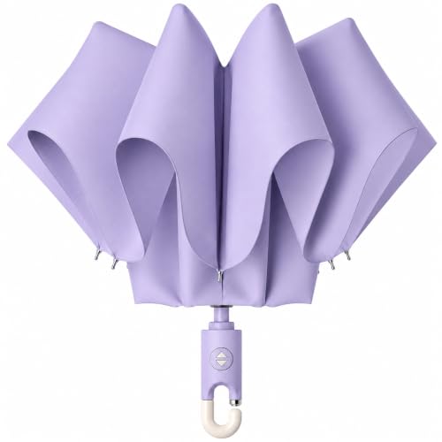 Image of Zemic UV Reversible Umbrella with Novelty Carabiner Handle, Travel-Friendly Umbrellas for Sun & Rain Protection, Windproof Compact, Automatic Open /Close, 8 Dual Ribs, Portable Umbrella for Men and Women