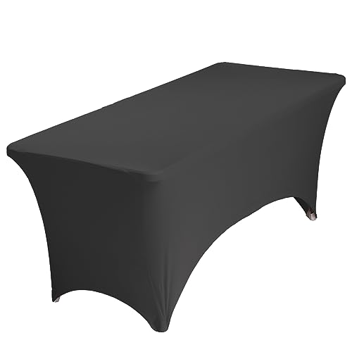 ZeriTlolen Nappe élasthanne 122 cm, noire, serrée, ajustée, élastique de massage, lavable, infroissable, extensible, rectangulaire, pour table patio,...