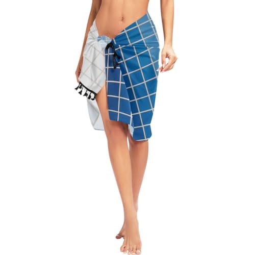 Pareo para traje de baño con degradado azul a blanco informal 4