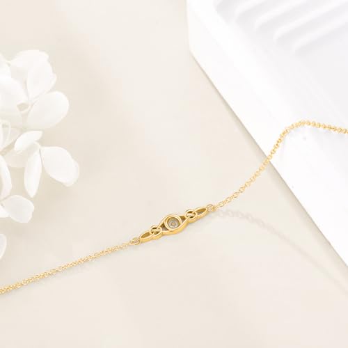 Celtic Knot Bracelet Sterling Silver Mustard Seed/Moonstone/Birthstone Link Anklet/Bracelet Celtic Knot Christian Faith Jewelry Gifts for Women3