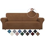 WEERRW Velvet Couch Cover for 3 Cushion Couch Covers - Stretch Sofa Slipcovers with Non Skid Foam an