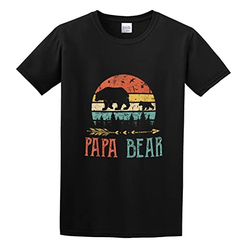 GUYUNTI Papa Bear Vintage Daddy Wildling Father's Day Dad T-Shirt Black M
