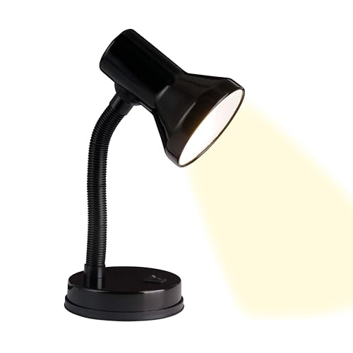 BRILLIANT Junior Tischlampe schwarz – Schreibtischlampe mit Flexarm & Kippschalter – E27...
