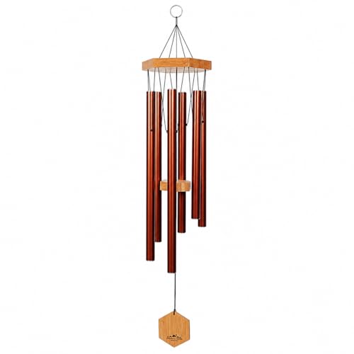 Product Image of the Copper Red Wind Chimes for Outside, 29 Inch Hand Tuned G Major Pentatonic Wind Chime, Memorial Sympathy Gift for Loss of Loved One, Deep Tone Aluminum Bamboo Garden Patio Porch Decor