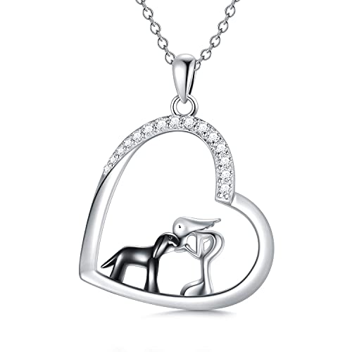enjoylifecreative Kette Hund Halskette mit Hund 925 Sterling Silber Hund und Mädchen Herz Anhänger Halskette Pet Schmuck Geschenke für Frauen Mädchen Cover