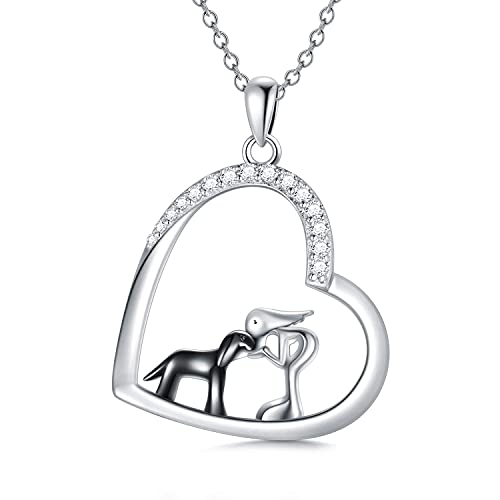 Kette Hund Halskette | mit Hund 925 Sterling Silber | Hund und Mädchen Herz