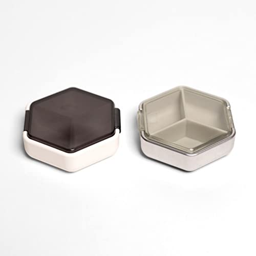 Petite Pillbox | Set of 2 | Pocket Size | Travel Pill Organizer | Ideal for Purse, Briefcase or Backpack | Blanc and Platinum - Thumbnail 3