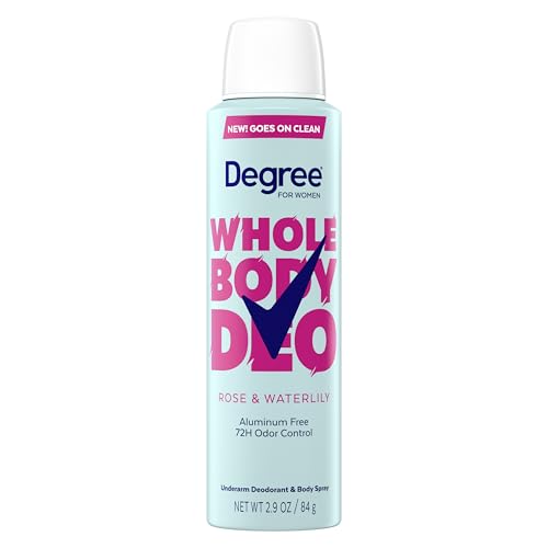 Degree Women Deodorant Spray Rose and Waterlily Scent Aluminum Free 72H Odor Protection 2.9 FO