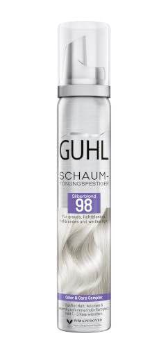 Guhl Mousse teintée - Couleur 98 - Blond argenté - Pour cheveux gris, blond clair, blond clair et blanc - Tenue douce, volume et brillance des couleurs - Dure 1 à 3 lavages