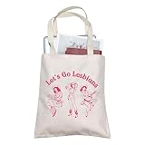 BLUPARK Western Pride Tote Bag Subtle Lesbian Gift Trans Right Canvas Tote Progress Pride Gift Social Justice Reusable Bag LGBTQ Gifts (Let’s, Go Lesbians Tote)