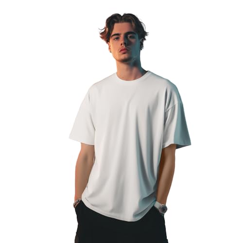 Image of Nobero Men's Oversized Graphic T-Shirt for Men | Soft Cotton | Drop Shoulder Relaxed Fit | Printed Casual Tshirt for Men