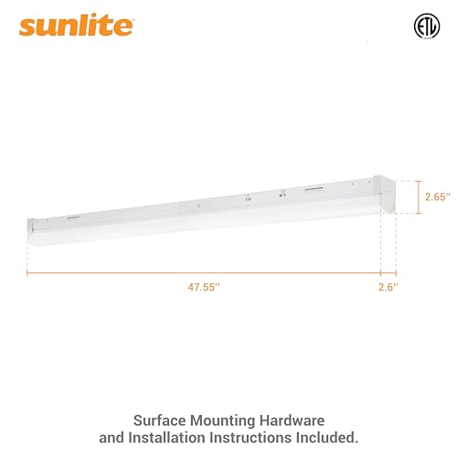 Image of Sunlite 4-Foot LED Linear Strip Light Fixture, Power Selectable 28W /35W /40W, 120-277 Volts, 3640-5200 Lmns, Color Selectable 35K /40K /50K, Dimmable, ETL & DLC Listed, RoHS, 140 Degree Beam Angle, White