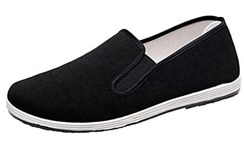 WUIWUIYU Mens Womens Black Slip-On Martial Art Kung-Fu Tai-Chi Soft Cushion Layers Shoes House Slippers