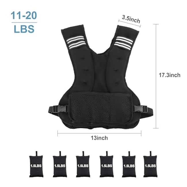 Adjustable Weighted Vest for Men Women Weights Included, 4-10lbs/11-20lbs Body Weight Vests Adjustable for Running, Training Workout, Jogging, Walking