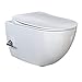 Produktbild Aqua Bagno | Taharet WC | Inkl. flachem Softclose WC-Sitz | Dusch-WC | Hänge-WC | Toilette mit Bidet-Funktion | Warm-Kalt-Mischer | Tiefspülklosett | Keramik | Spülrandlos | 510 x 352 x 340 mm
