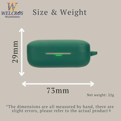 Image of WELCROS Soft Silicone Case Cover Compatible for Realme Buds Air 7 | 7 Pro (Green, with Keychain)