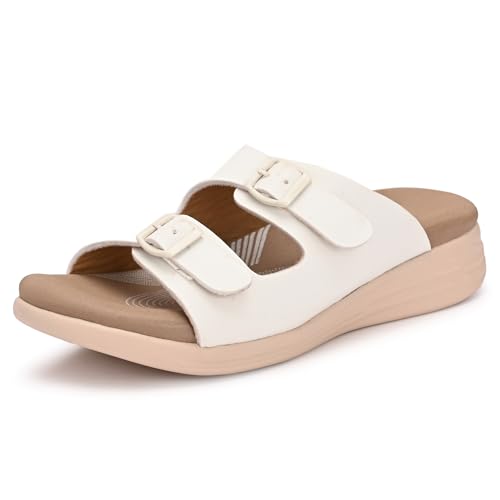Image of Centrino Women's Sandals |Stylish Slip-On Sandals for Ladies| Elegant & Trendy Design|Double Buckle Adjustable Straps Slide Footwear|Light Weight and Comfortable|Flip Flops for Ladies (9323)
