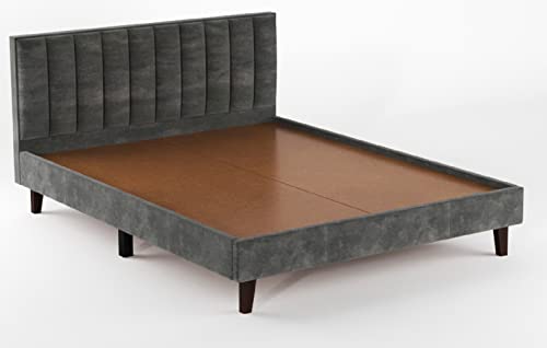 Image of MAMTA Decoration Sheesham Wood Queen Size Bed Solid Wood Upholstered Double Bed Cot Palang Wooden Bed for Bedroom Living Room Home Furniture (Grey Finish)