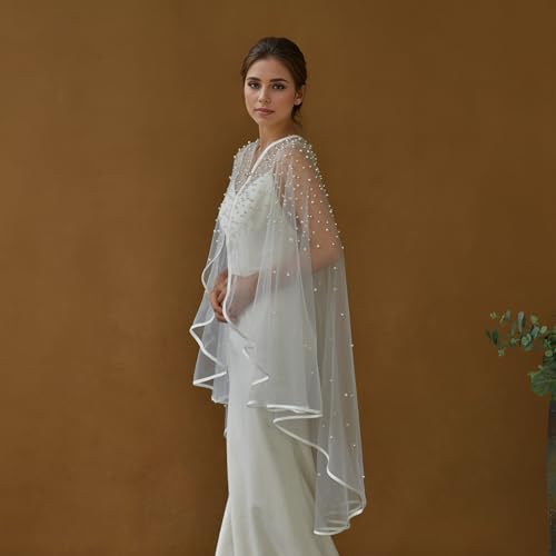Perlas de tul para bodas con acabado de alta costura en capas de novia exclusivas 4