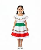 unik Girl's Traditional Mexican Cinco De Mayo Fiesta Dress Red Size 6