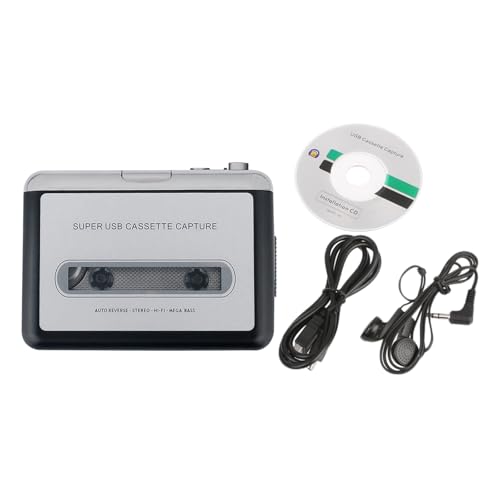 Jazuaiao Convertidor portátil de cinta a MP3 con puerto USB de 3,5 mm para portátiles y grabadoras de casete USB