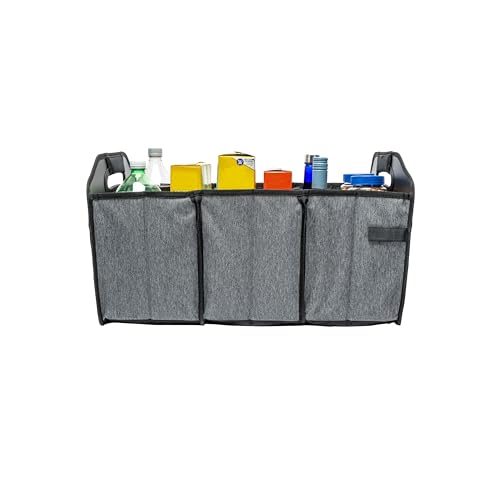 geckobrands Portable Collapsible Shopping Cart & Trunk Organizer Tote - Easy Storage, 3 Compartments with Removable Divider, Exterior Side Pocket, and Sturdy Handles2