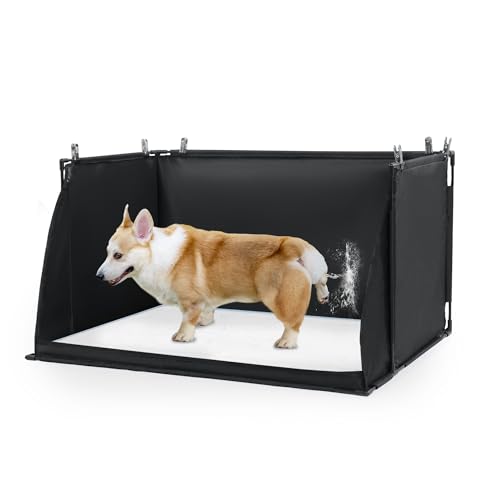 MABOZOO Dog Pee Pad Holder with High Walls, Foldable Dog Litter Box Potty Shields Indoor Potty for Small and Medium Pets, No Spill Pee Pad Holder Tray for Doggy Work (24x24x17.7 in). Patent Pending
