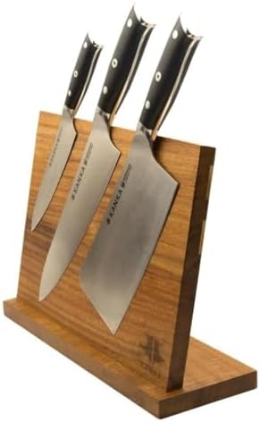 KANKA Magnetic Knife Block, Acacia Wood Kitchen Counter Holder with Strong Magnetic Core, Non-Slip Base, Holds 4-5 Knives image 5