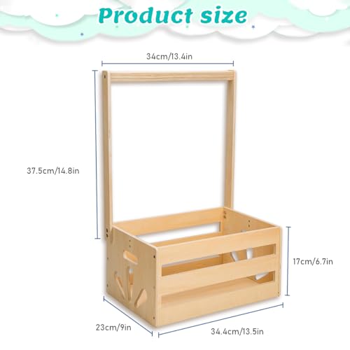 Singring Wooden Baby Shower Crate Closet, Baby Basket with Handle, Baby Storage Crate Hamper, Welcome Gift Basket for Newborn Boys Girls, Basket for Baby Shower Gifts New Parents - Thumbnail 3