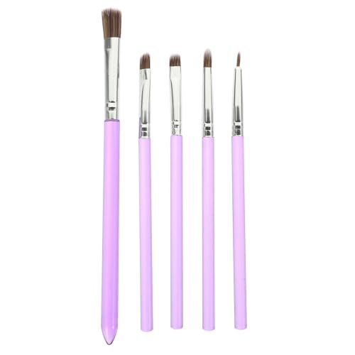 Veemoon Pinceles para Decorar Pasteles 5 Unidades Color Morado, Cepillos Multifunción para Fondant y Galletas, Kit de Pintura para Postres y Hornear, Utensilios de Cocina para Bricolaje
