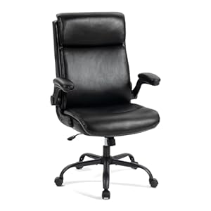 CASTLOVE Office Chair Computer Desk Chair Swivel Wide Executive Office Chair with Flip Up Armrest for Office Home PU Leather Black