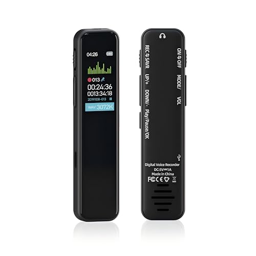 Gonikli Grabadora de Voz Espía, Memoria de 64 GB, Recargable por USB, con Control por Voz, con Reproductor MP3 Grabadora Voz, para Grabadora de Audio de Cursos, Reuniones y Entrevistas（10 * 2 * 1）