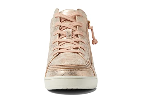 BILLY Footwear Sneaker Lace Mid Top Sneakers for Women - Faux Leather Upper, Flexible Man-Made Outsole, and Soft Canvas Lining Rose Gold 9 W