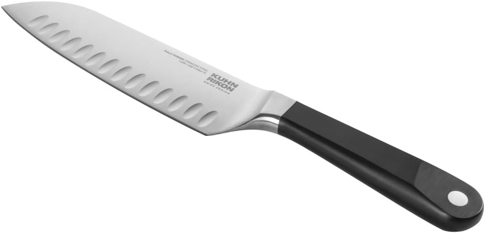Kuhn Rikon Culinary Forged Santoku Knife 7 Inch, Japanese Style Kitchen Knife, Forged Stainless Steel Cooking Knife, Full Tang Blade, Made in Portugal