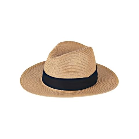 HONCO DIRECT Womens Mens Wide Brim Straw Panama Hat Fedora Summer Beach Sun Hat Straw Hat for Women (US, Alpha, One Size, Brown) Cover