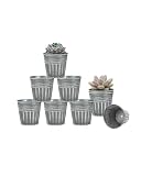 vensovo 3 Inch Metal Rustic Flower Pots - 9 Pcs Small Galvanized Planters with Drainage Hole and Rubber Plug, Rustproof Tin Bucket Plant Pot Indoor Farmhouse Vintage Style for Decor, Silver