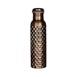 Pure Copper Metal Water Bottle - Indian Handmade Ayurveda Healing Benefit Water Bottle for Drinking, Travel, Hiking, Gym, Office, Outdoor - Antique Finish - 950 ML