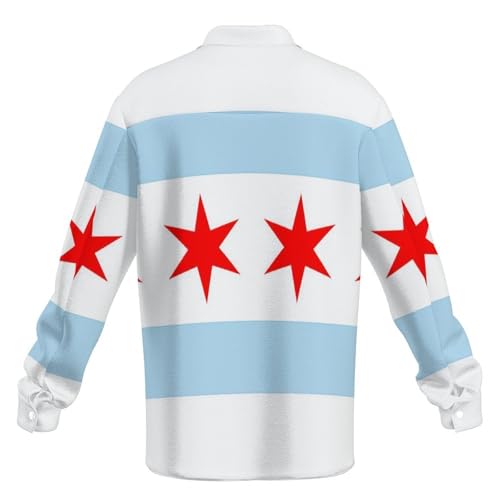 Chicago Flag Double Flap Pocket Patchwork Jacket,Casual Outdoor Work Wear for Men4