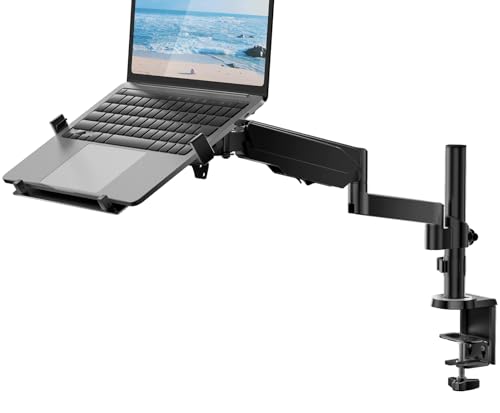 Image of WALI Laptop Tray Desk Mount for 1 Laptop Notebook Fits 10-15.6 Inch, Monitor Arm with Vented Cooling Platform Stand (GSDM001LP), Black