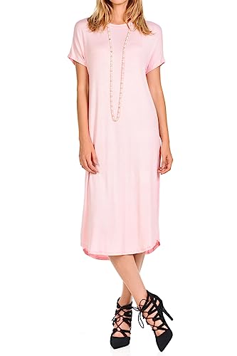 Image of iconic luxe Women's A Line Short Sleeve T Shirt Midi Dress Summer Casual