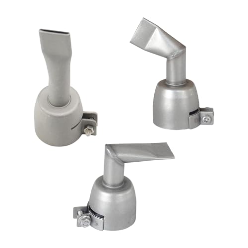 Heat Gun Nozzle, 3pcs Hot Air Welding Gun Set 20mm Flat Welding Nozzle Tip 90 120 Degree Stainless Steel Hot Air Gun Nozzle Wide Mouth Tubular Welding Nozzle Replacement for PVC Plastic Sheet