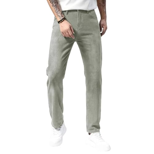 Jeans Pants Trouser Denim Trendy Street Stretch Slim Fit Retro Yellow Green Casual Commuting Straight Leg for Men