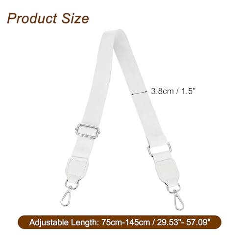 Image of uxcell Wide Shoulder Strap, 3.8cm Adjustable Purse Strap Replacement Crossbody Strap for Shoulder Bag Handbag, White, Silver Square Mouth Buckle