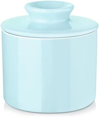 LOVECASA,Butter Keeper Crock - Porcelain French Butter Dish with Lid, Ceramic Butter Container for Soft Butter,White