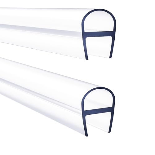 MATDDY Glass Shower Door Seal Strip 2 Pack x 39 Inch U Type for 3/8 Thick Glass Frameless Shower Door Bottom Side Seal Trim Strip Door Sweep Ultra Clear Rubber Shower Door Leak Guard
