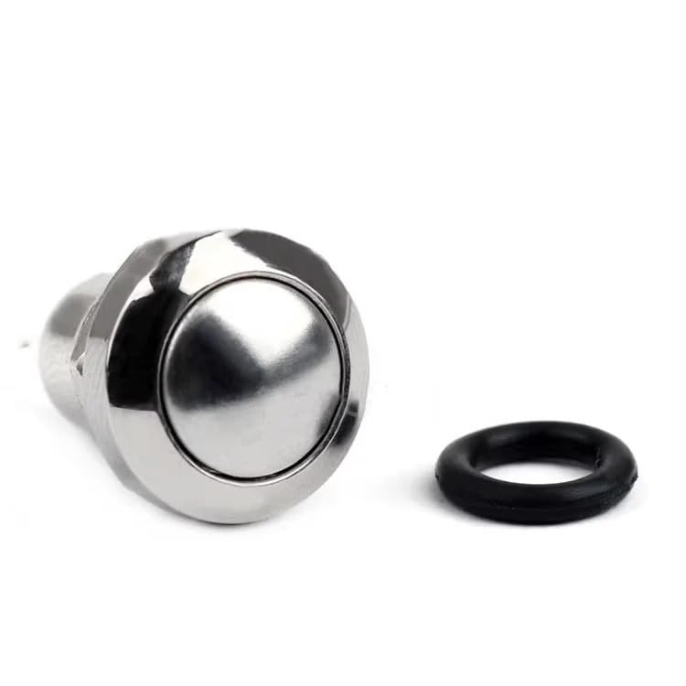 1 petit bouton poussoir rond en métal argenté de 8 mm depuis la réinitialisation. Démarrage de la sonnette