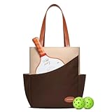 LUZZ Pickleball Tote Bag for Women with Pickleball Handbag 2 Paddle Compartment Front and behind Pockets with External Ball Bag Fashion Sport Tote Purse Gmy Shoulder Bag Khaki